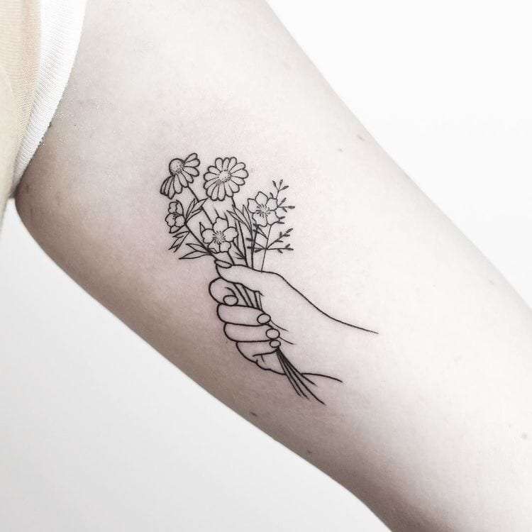 flower tattoo line drawing