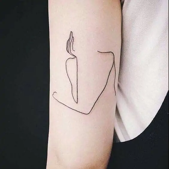 minimalist fine line tattoos looks like the classic pose of the thinker.