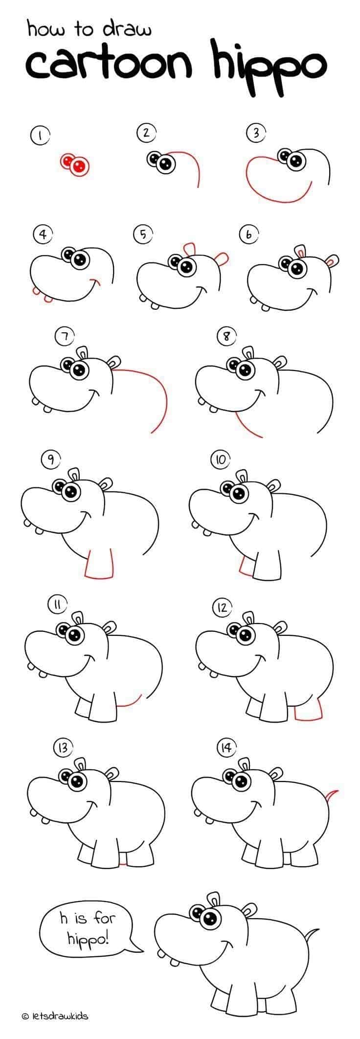 how to draw easy cartoon animals for kids