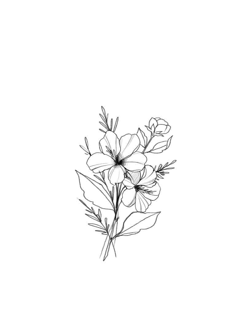 Simple abstract Flower bouquet drawing 