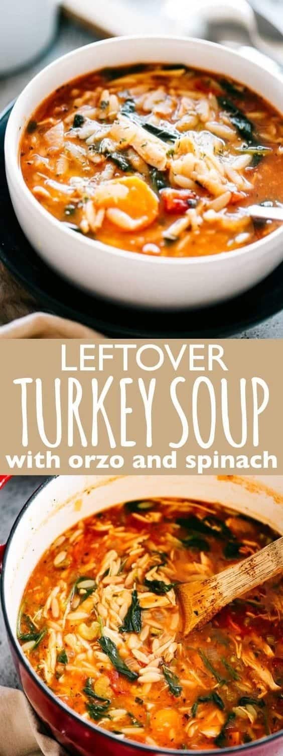 2. Leftover Turkey Soup Recipe with Orzo and Spinach