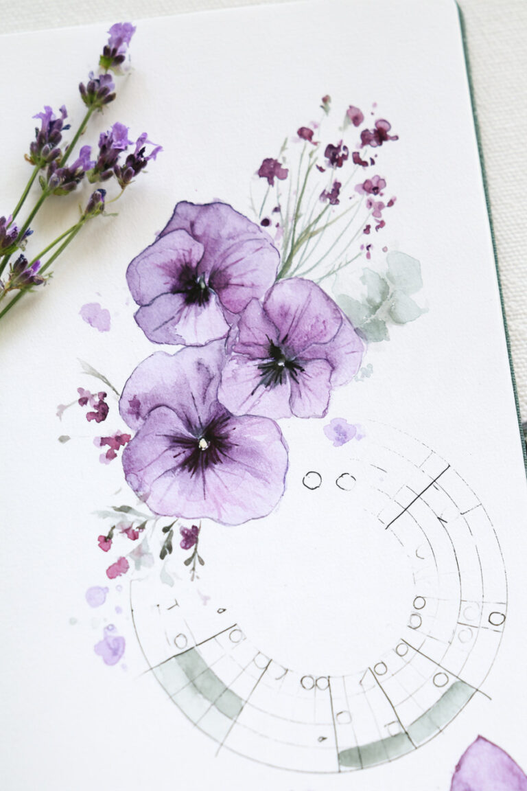 3. Pansy Watercolor Mood Tracker