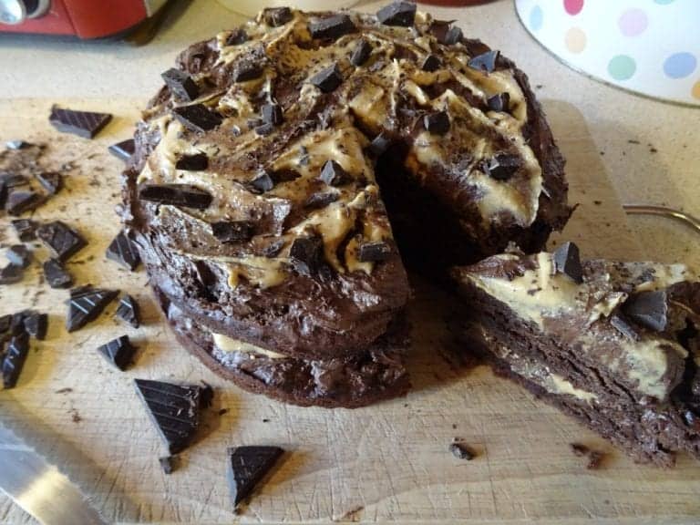 18. Vegan Chocolate, Banana, and Peanut Butter Cake