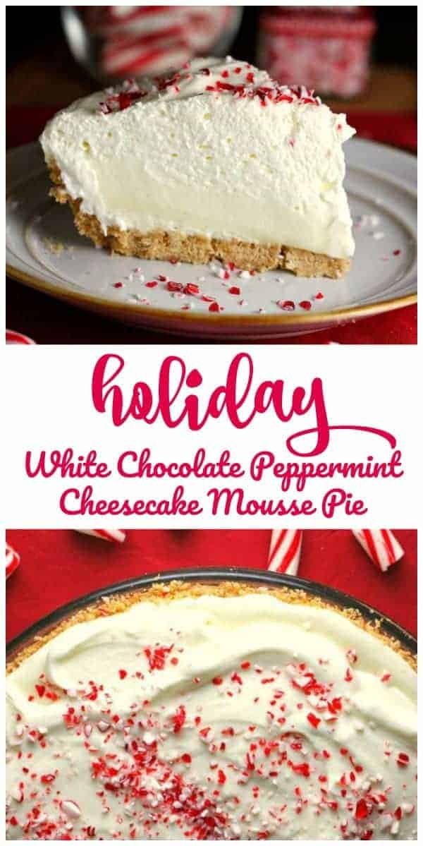 9. Holiday White Chocolate Peppermint Cheesecake Mousse Pie