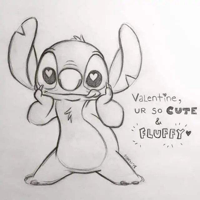 happy valentine s day everyone stitch disney drawing pencil Ca41a96e885c8e322080582a2cabd7e7d