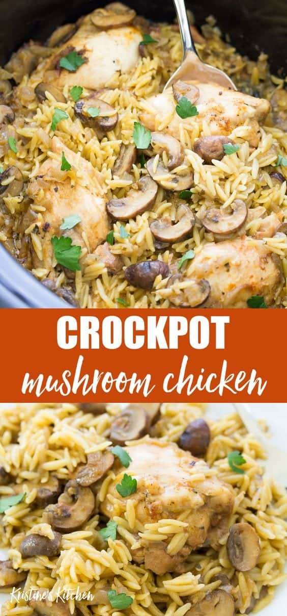 11. Crockpot Chicken and Mushrooms