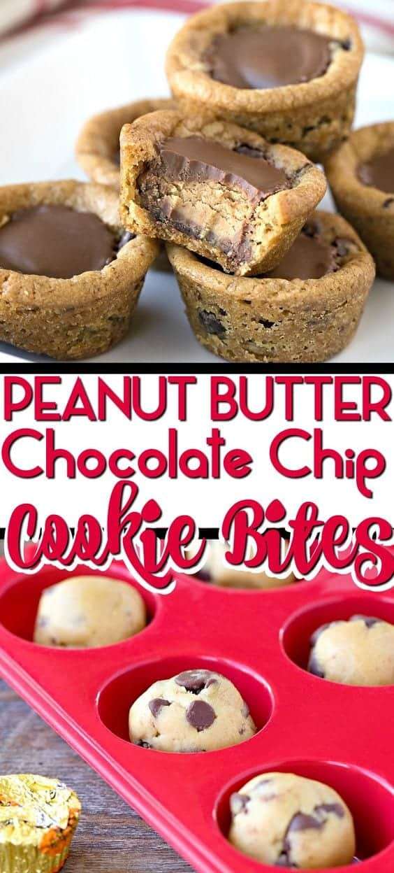 18. Reese’s Peanut Butter Chocolate Chip Cookie Bites