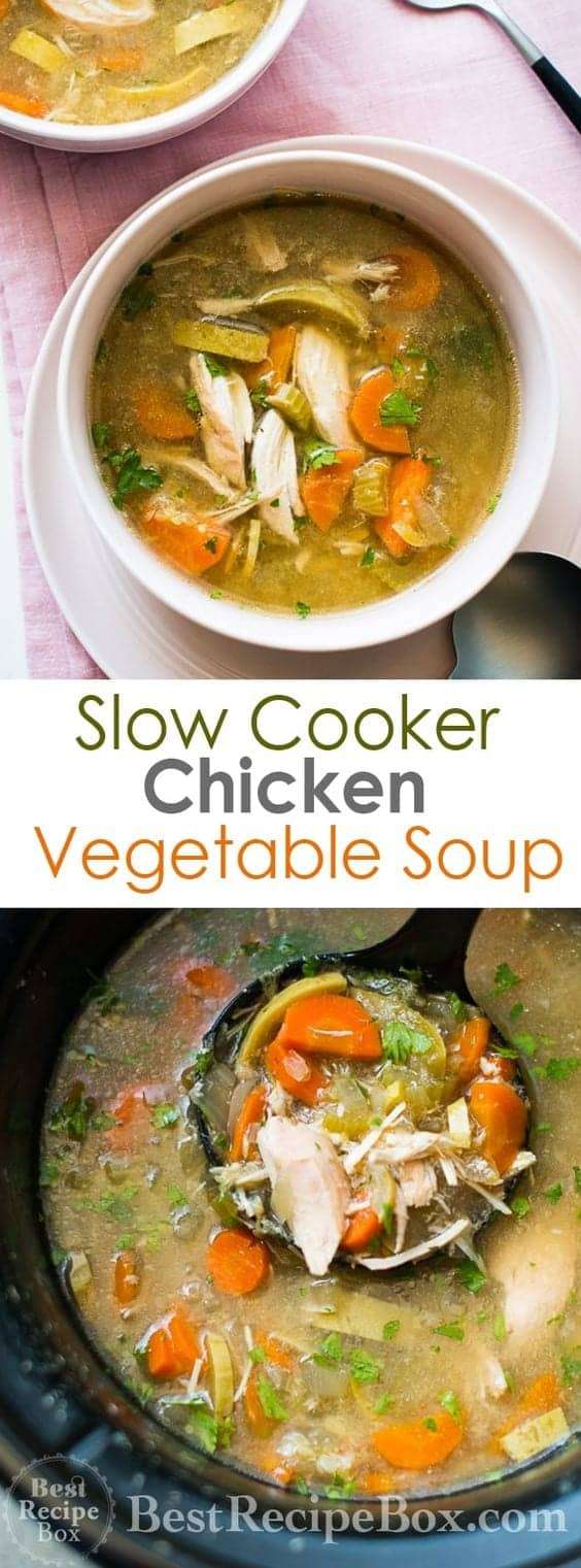 7. Slow Cooker Chicken Vegetable Soup