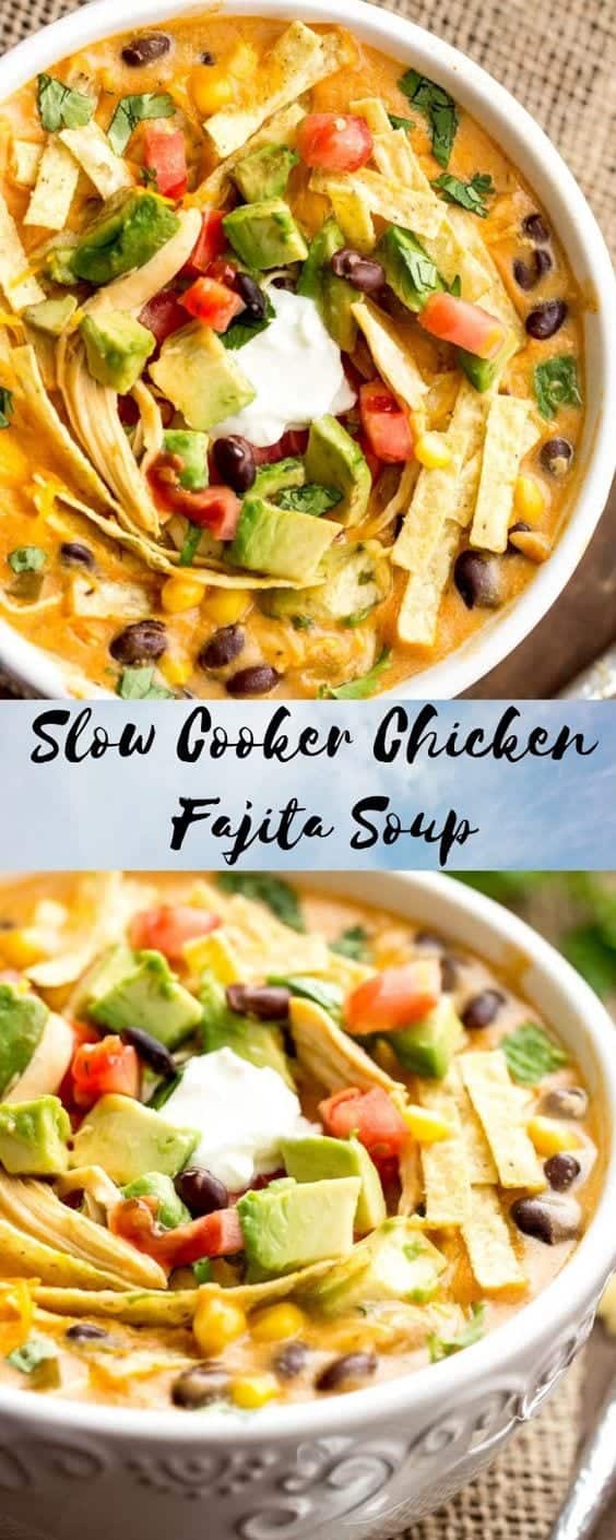 4. Slow Cooker Chicken Fajita Soup
