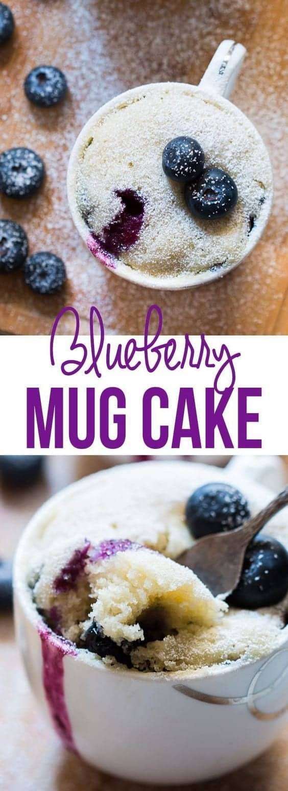18. Eggless Blueberry Microwave Mug Cake