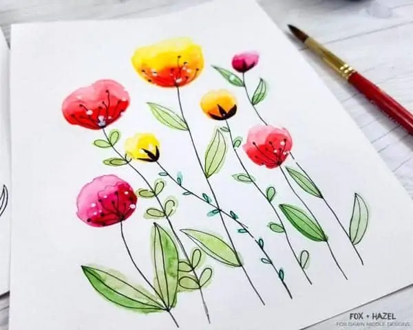 How to Paint Easy Watercolor Flowers Tutorial Fox Hazel for Dawn Nicole Designs 29