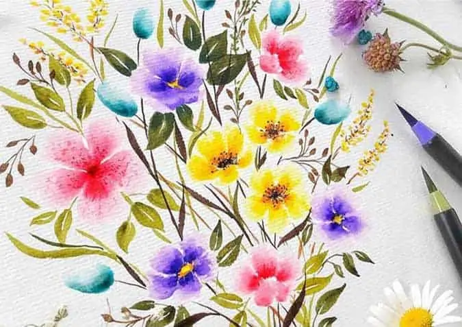 watercolor flowers painting