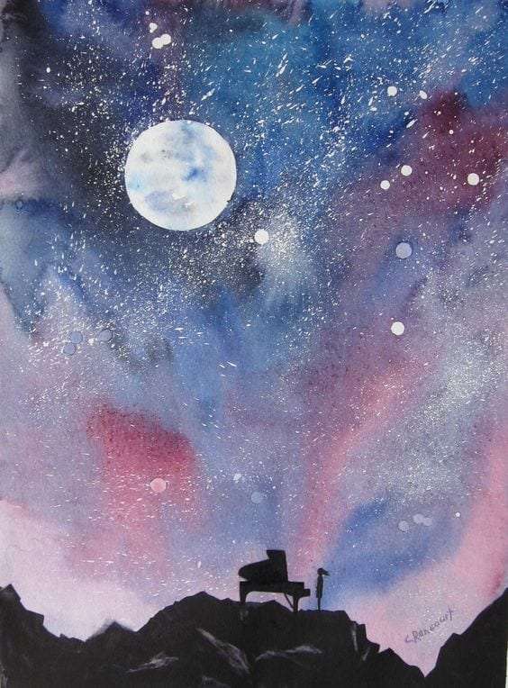 20 Beautiful Watercolor Night Sky Painting Ideas 