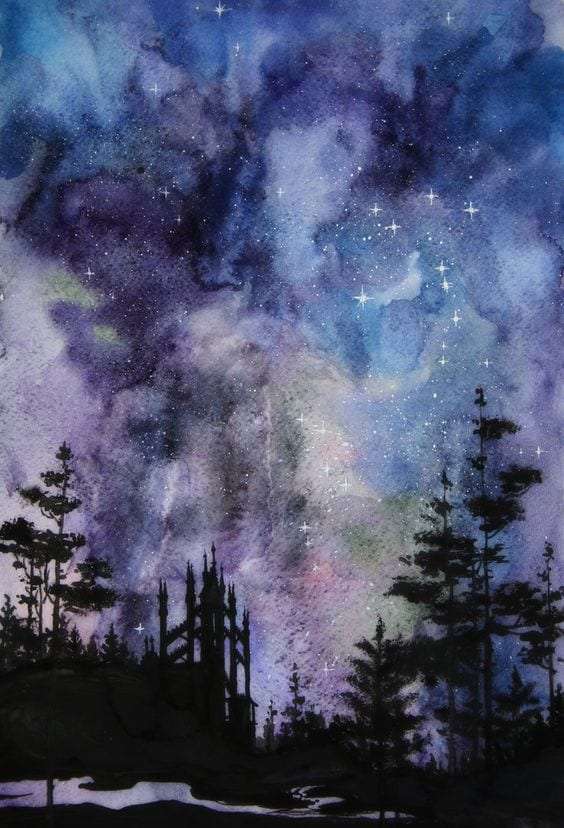 20 Beautiful Watercolor Night Sky Painting Ideas &amp; Inspiration - Brighter Craft