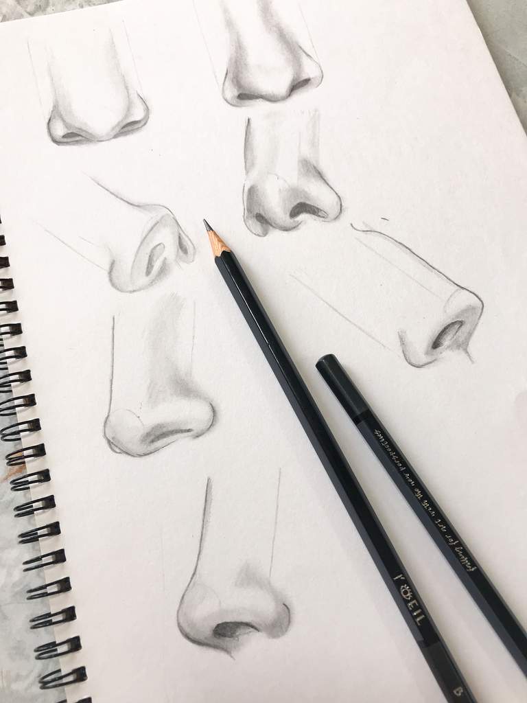 Drawing a realistic nose in different angles