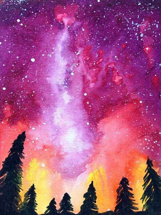 20 Beautiful Watercolor Night Sky Painting Ideas 