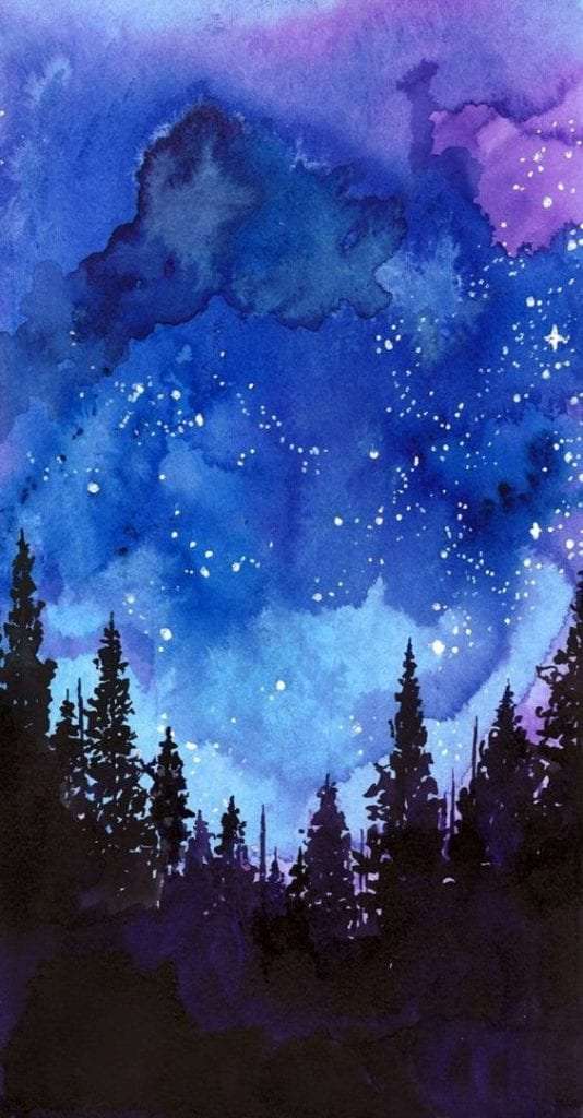 Friendship Drawing Images Easy - 20 Beautiful Watercolor Night Sky ...