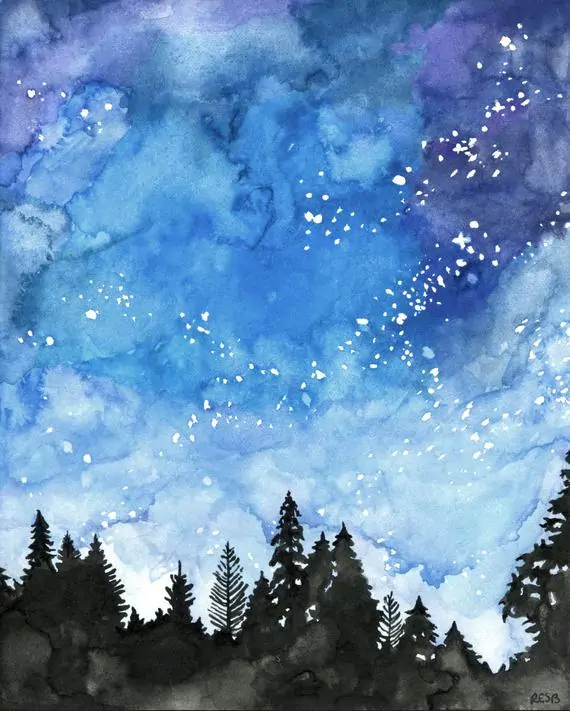 20 Beautiful Watercolor Night Sky Painting Ideas