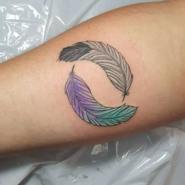 rainbow feather tattoos  Google Search  Feather tattoos Rainbow tattoos Feather  tattoo design