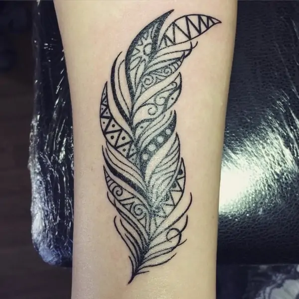 Tribal Feather Arm Tattoo