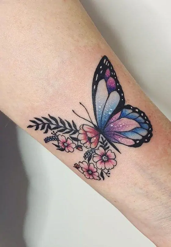 colourful simple butterfly tattoos on flower butterfly tattoos wings
