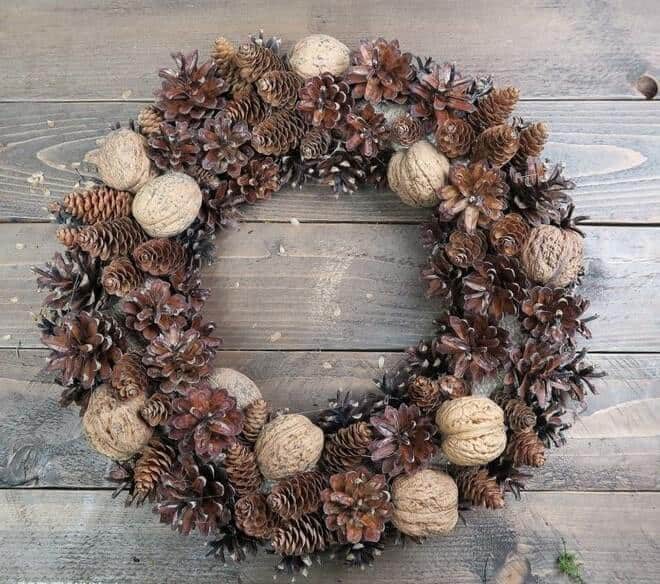 easy to make styrofoam christmas wreath ideas cones nuts and bubles