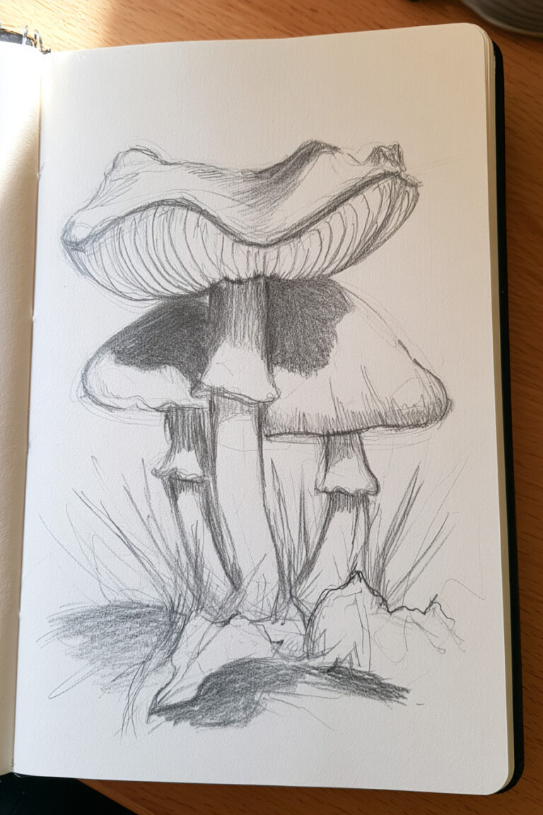 Woodland Mushroom Drawing