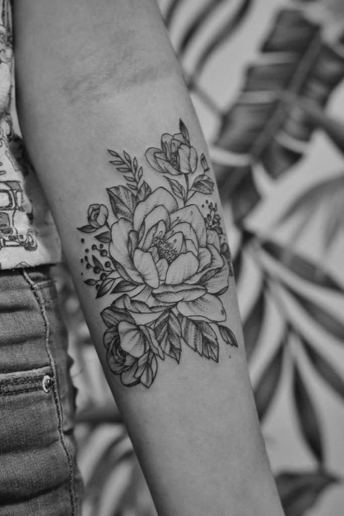A Beautiful Simple Black And Grey Rose Tattoo