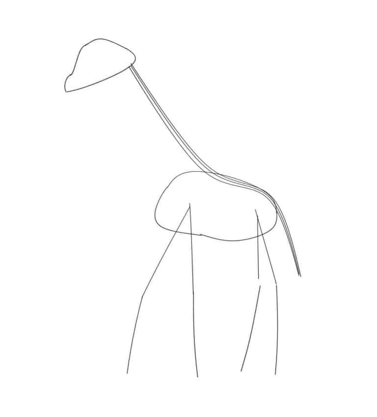 Step 2: Draw the bones of the giraffe first
