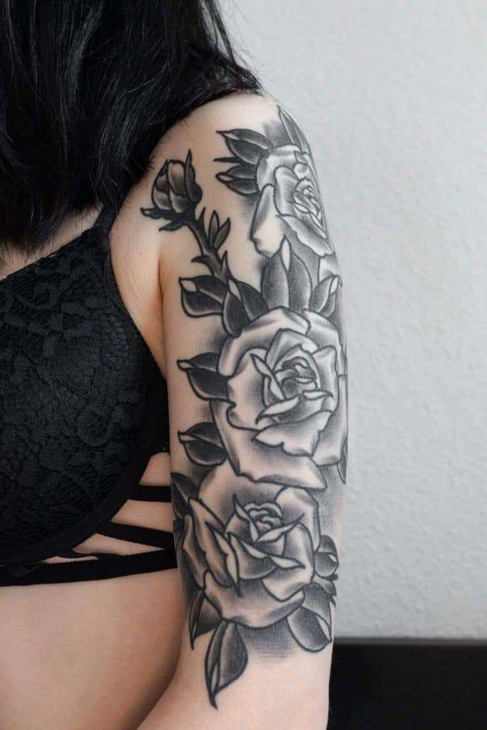 More Amazing Black And Grey Flower Tattoos