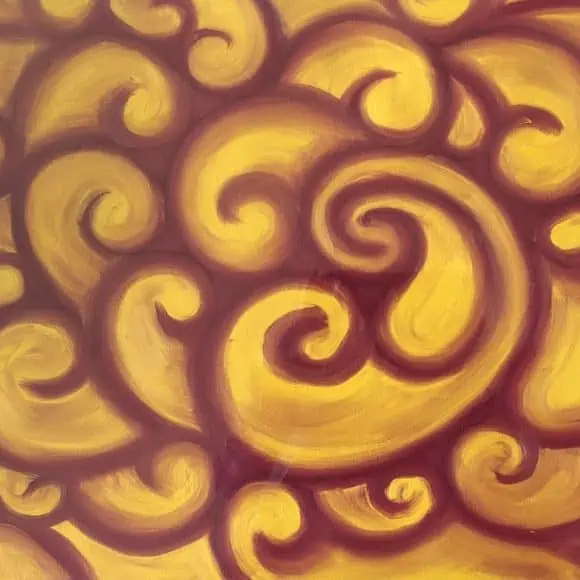 abstract spirals red yellow earth shades