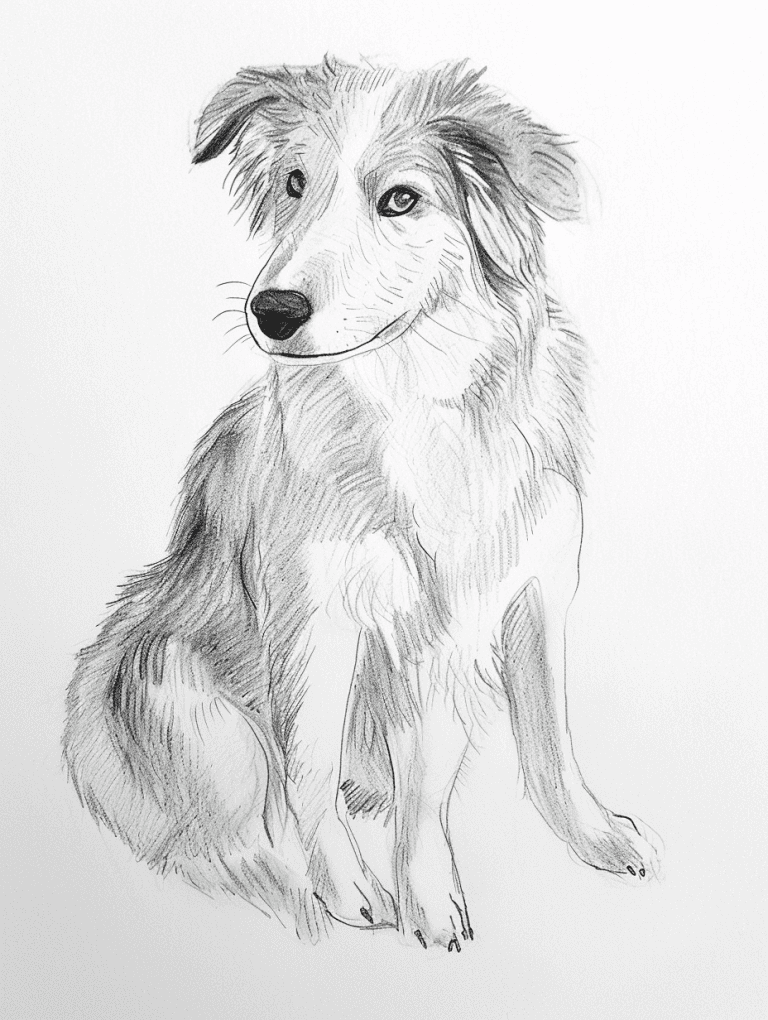 Border Collie Sitting Full Body