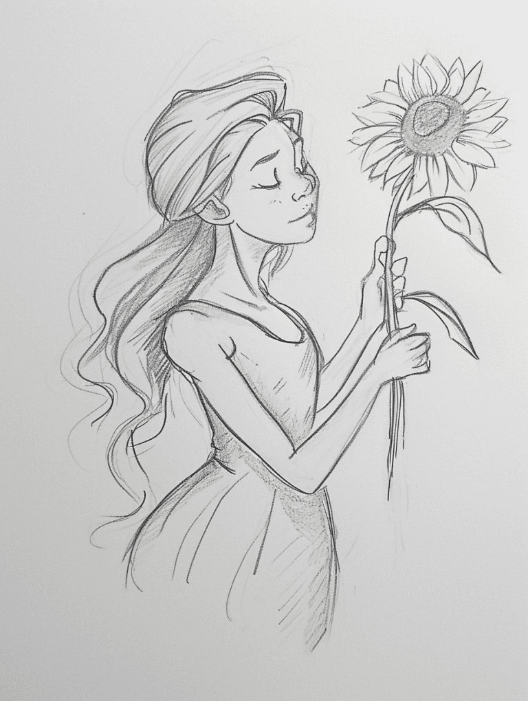 Girl Holding A Sunflower
