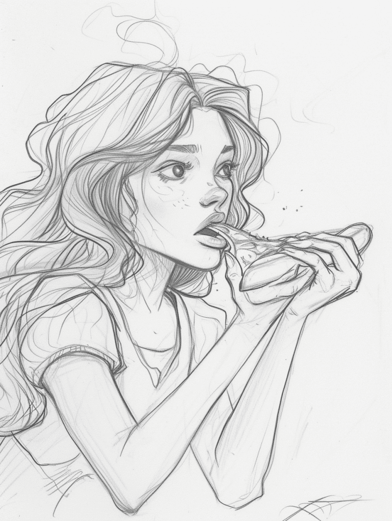 Girl Eating Pizza