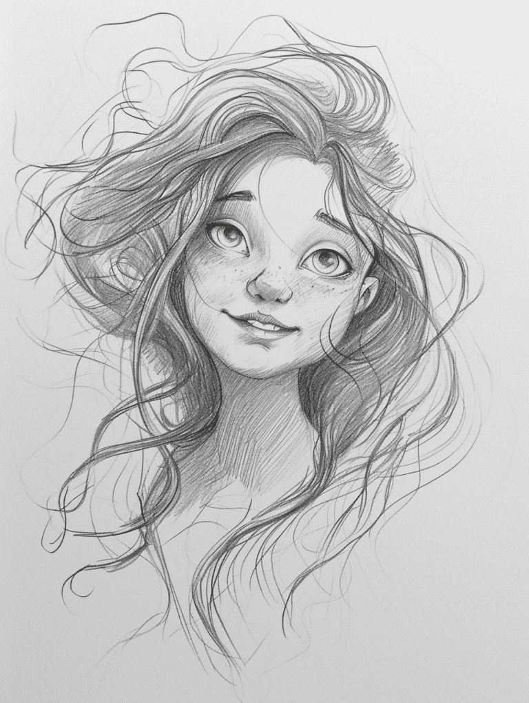 Girl With Messy Long Hair