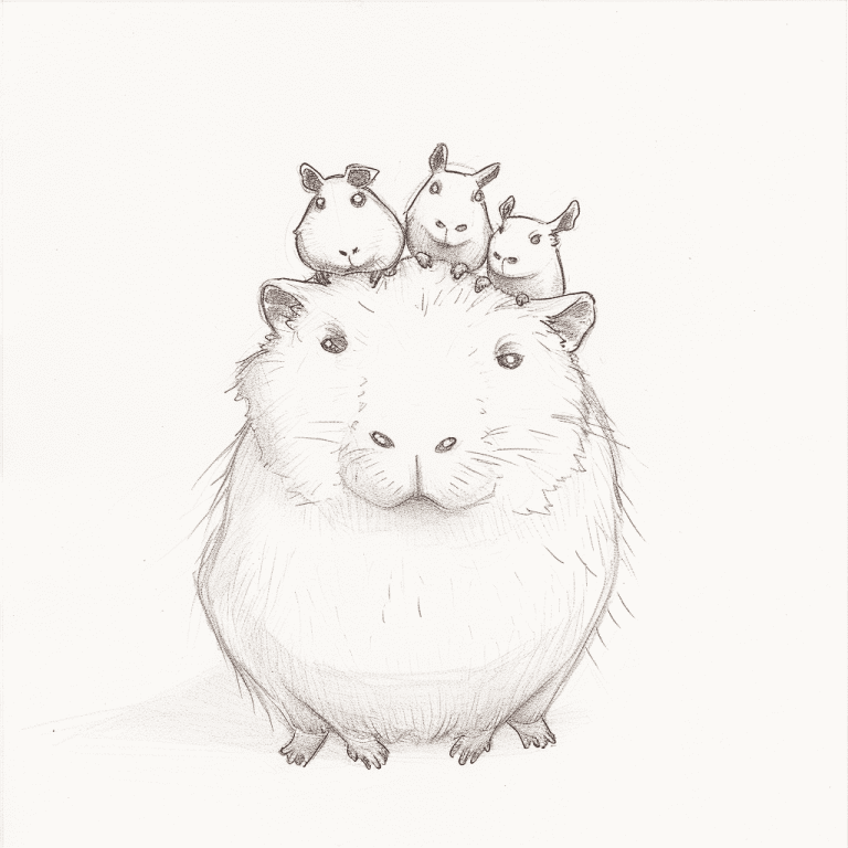 Capybara With Guineapigs On Head
