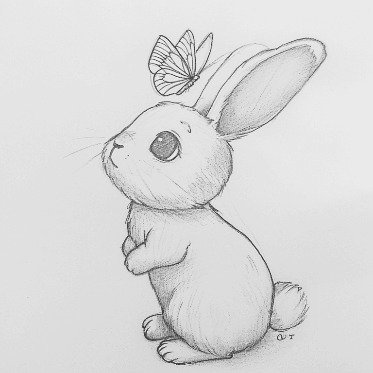 Anime Rabbit With Butterfly