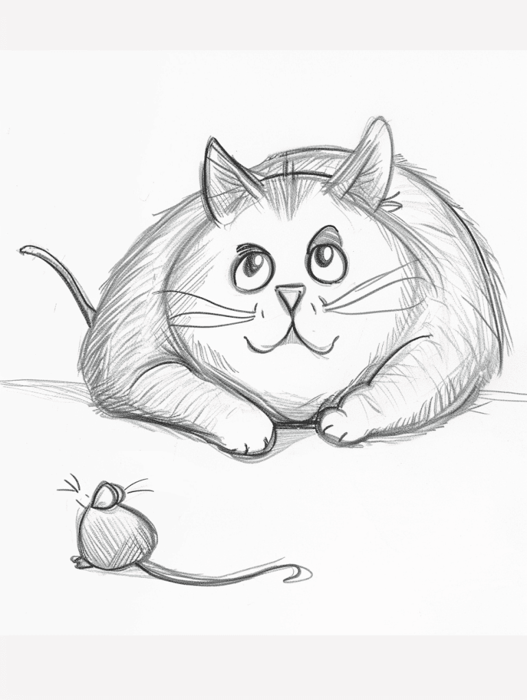 Fat Cat Watching a Mouse