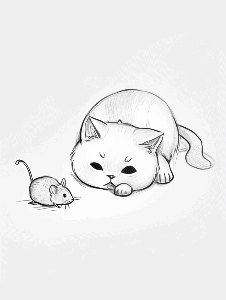 Fat Cat Watching A Mouse