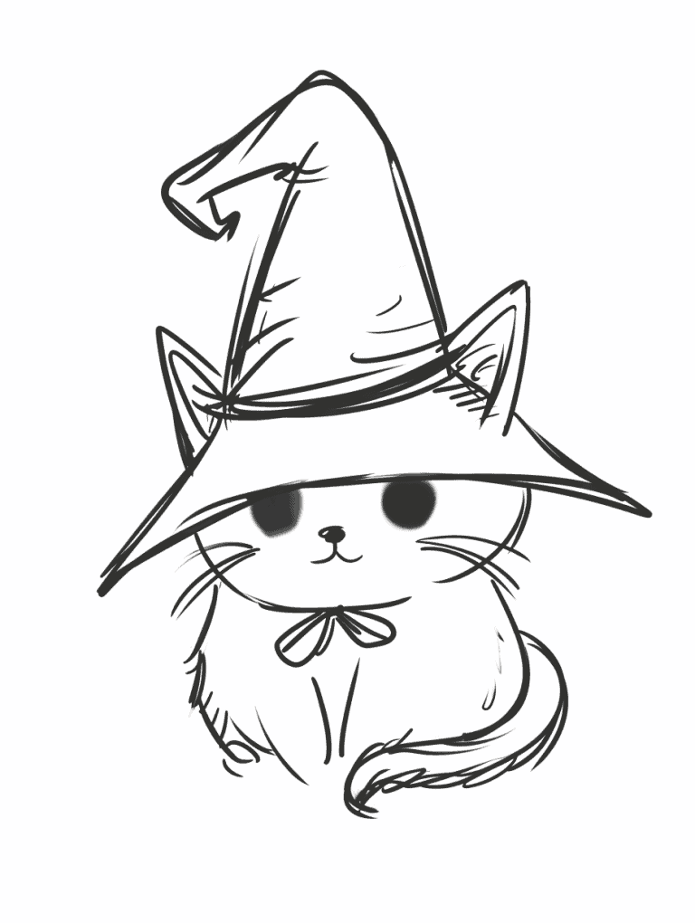 Cat Wearing a Witch Hat