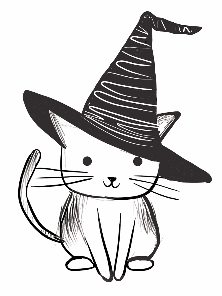 Cat Wearing a Witch Hat