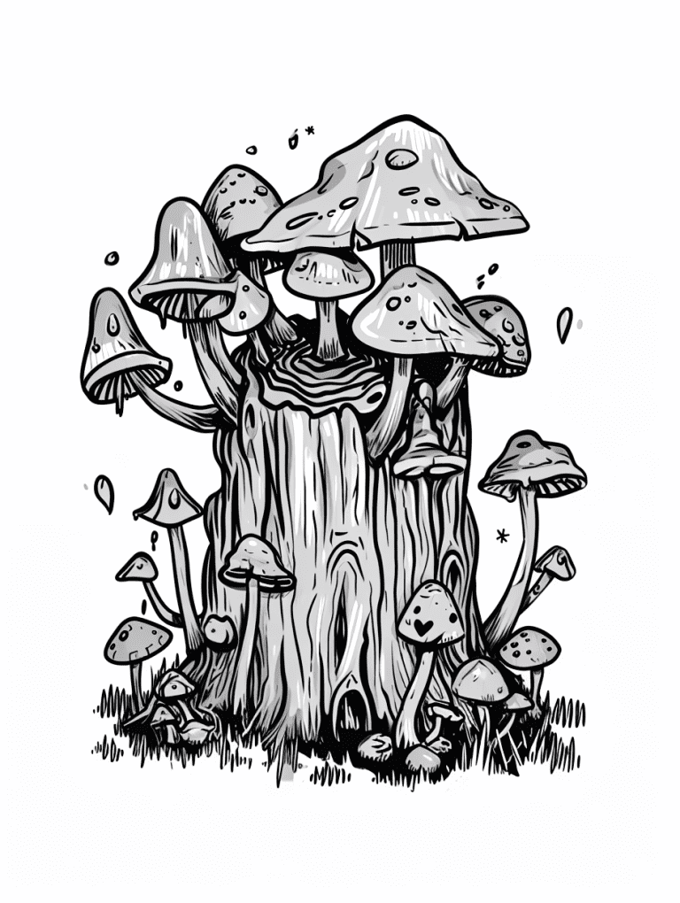 Mushrooms On a Tree Stump