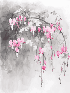 watercolor illustration of sf bleeding heart flower