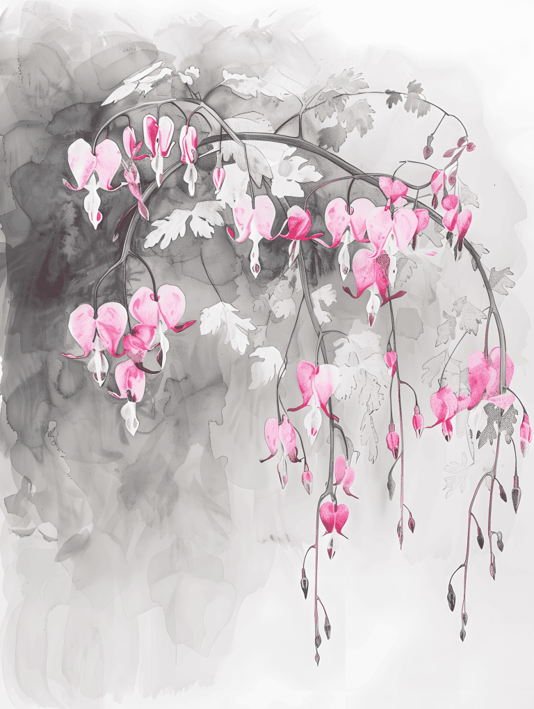 Arching Stems Of Bleeding Hearts