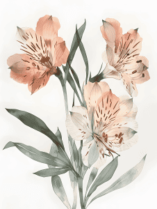 watercolor illustration of alstroemeria flowers