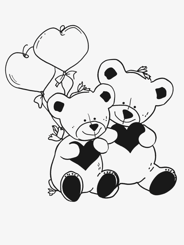 Teddy Bears Holding Hearts