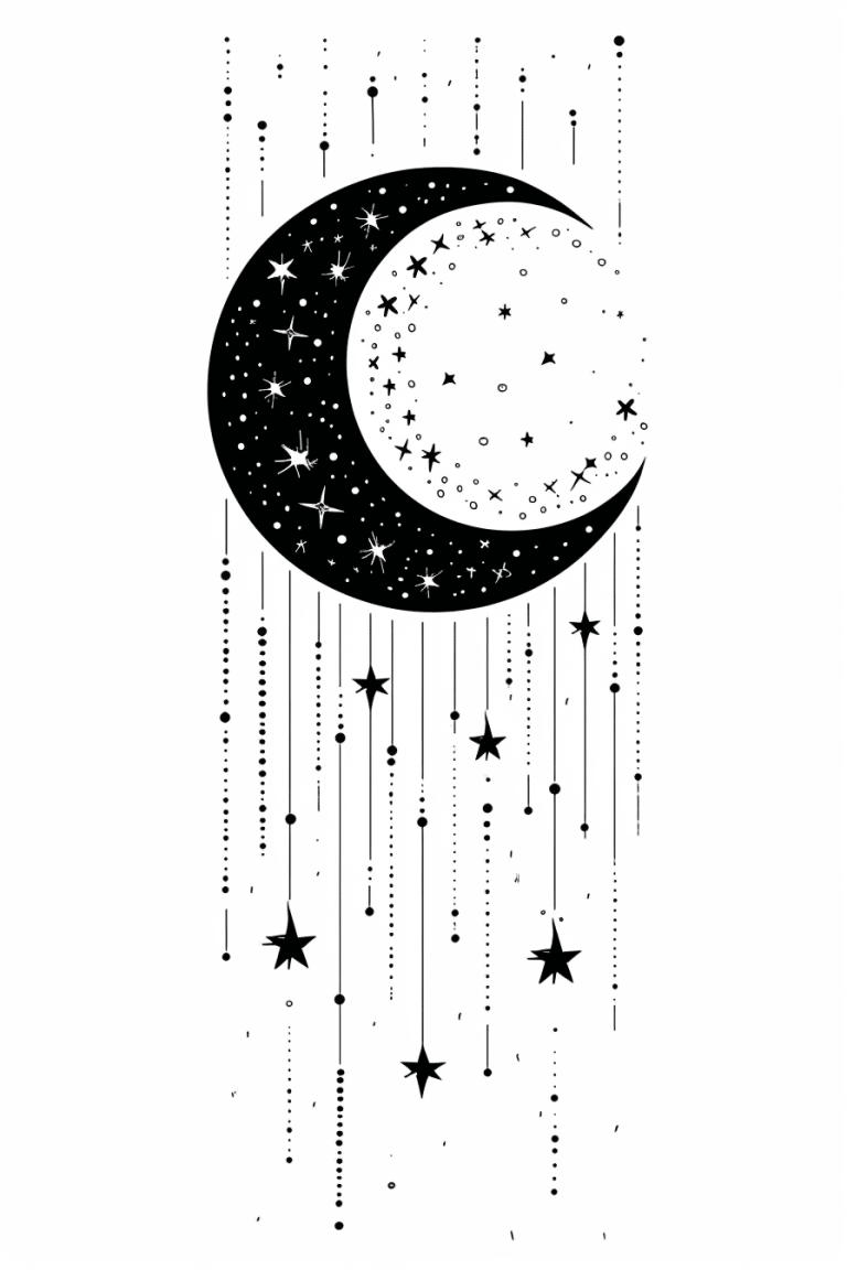 Moon with Hanging Stars