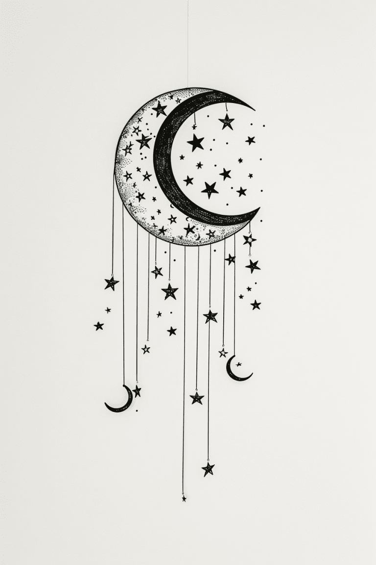 Moon with Hanging Stars