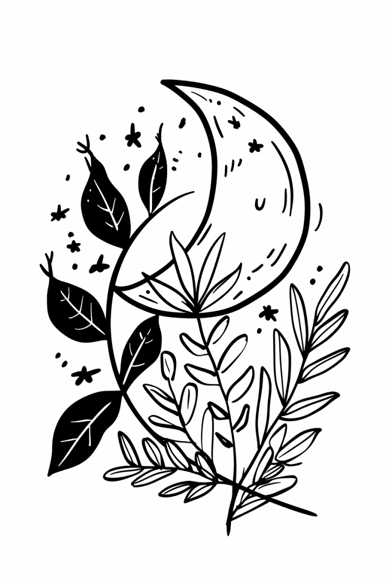 Crescent Moon with Plants