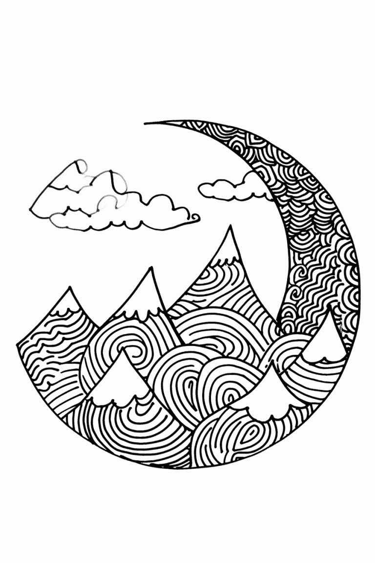 Cresent Moon with Mountains